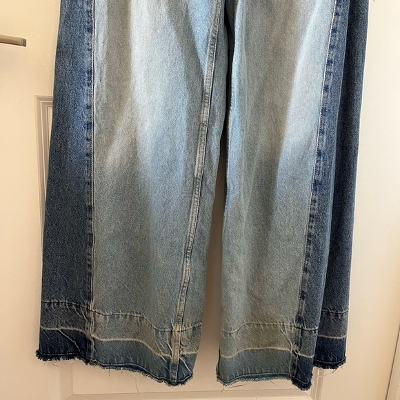 Zara Wide Leg Contrast Panel Jeans - Size 4 - Picture 6 of 10